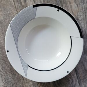 Charles Stuart ANGLES Large Serving Bowl China HK200 Black White Geometric MCM